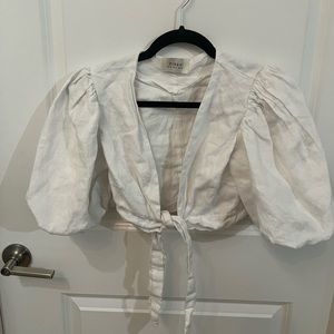 DISSH Hallie Puff Sleeve Linen Top | US 6